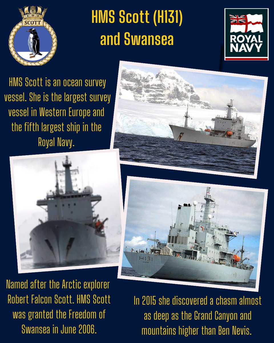 HMS Cambria (@hmscambria) on Twitter photo Our amazing survey ship <a href="/HMSScottRN/">HMS Scott</a> holds the Freedom of Swansea. Her advanced sonar system allows her to collect new and exciting information from the sea bed. <a href="/RNinWales/">Royal Navy in Wales Cymru</a> <a href="/RNReserve/">Royal Naval Reserve</a> <a href="/RFCAforWales/">RFCA for Wales</a> <a href="/SwanseaCouncil/">Swansea Council</a> Our amazing survey ship <a href="/HMSScottRN/">HMS Scott</a> holds the Freedom of Swansea. Her advanced sonar system allows her to collect new and exciting information from the sea bed. <a href="/RNinWales/">Royal Navy in Wales Cymru</a> <a href="/RNReserve/">Royal Naval Reserve</a> <a href="/RFCAforWales/">RFCA for Wales</a> <a href="/SwanseaCouncil/">Swansea Council</a>