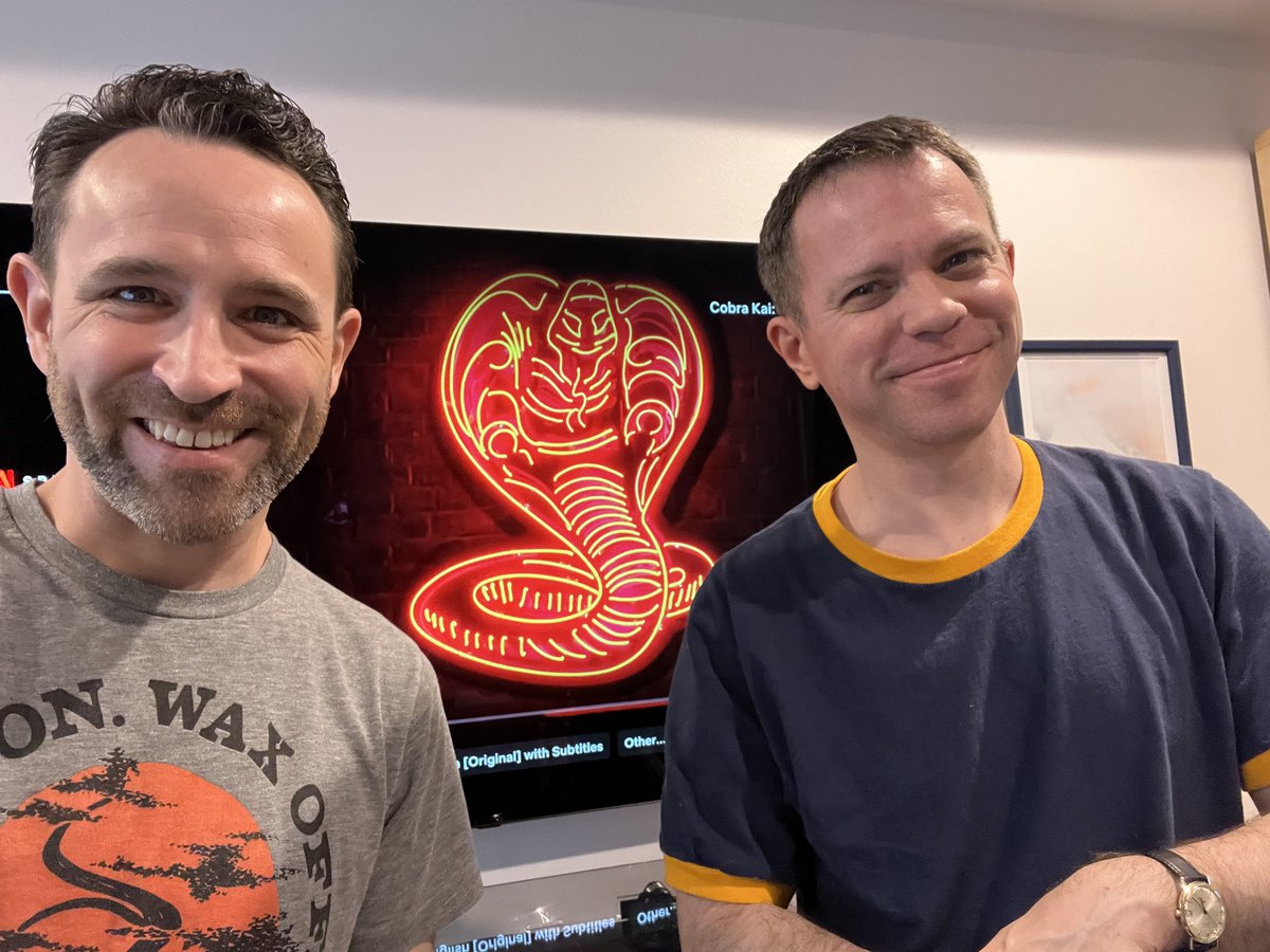 … almost 7 years later, COBRA KAI is over. The show deepens the KARATE KID franchise in a fashion I would never have thought possible — and is massively entertaining. Thank you <a href="/jonhurwitz/">Jon Hurwitz</a> &amp; company 
w/ <a href="/Type_O_Purple/">Bill Gienapp</a> #CobraKai