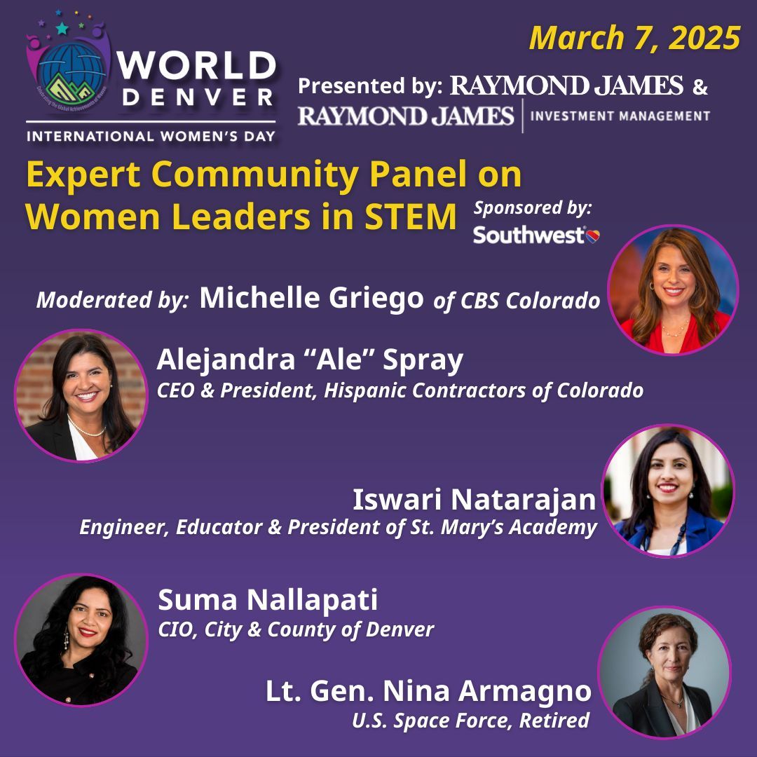 WorldDenver (@worlddenver) on Twitter photo Thank you to our Expert Community Panel on Women Leaders in STEM sponsor <a href="/southwestair/">Southwest Airlines</a>! This panel features four influential leaders who are dedicated to advancing women in STEM fields.
. Thank you to our Expert Community Panel on Women Leaders in STEM sponsor <a href="/southwestair/">Southwest Airlines</a>! This panel features four influential leaders who are dedicated to advancing women in STEM fields.
.