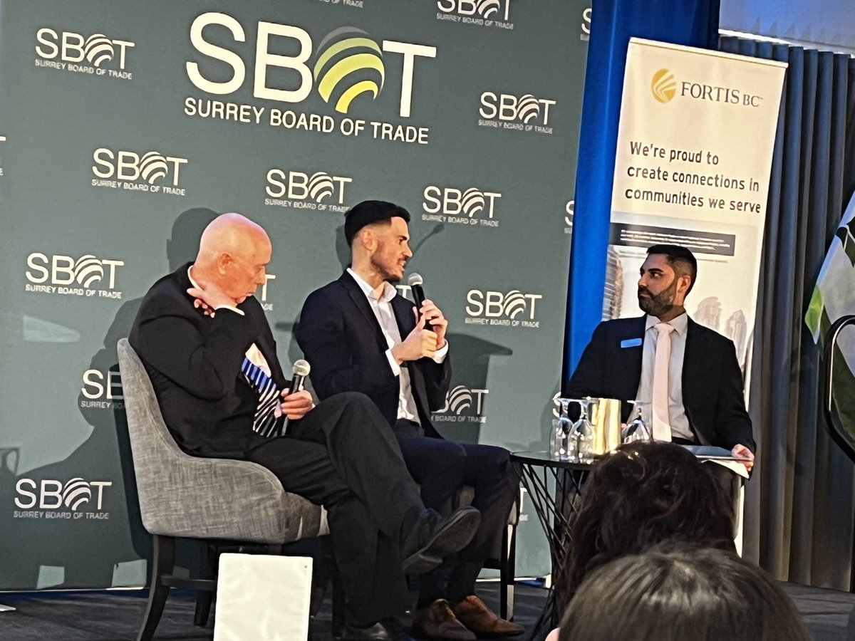 mayors_council's tweet image. Mayors’ Council Chair @BradWestPoCo joined Mayor @MayorofBurnaby at a @SBofT lunch panel today to speak with local business leaders about the challenges and opportunities facing our region’s economy, and transportation and growth plans.