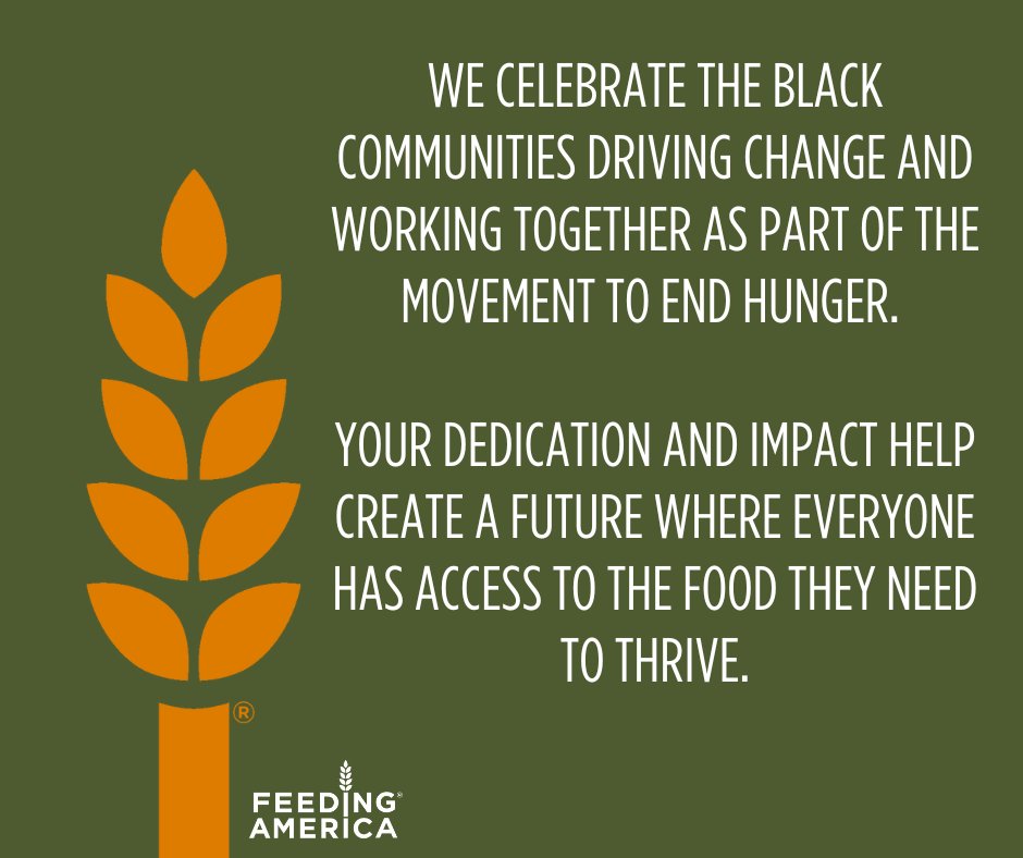 We partner with communities facing hunger to create solutions for a food-secure future, focusing on those most impacted. The Black community faces hunger disproportionately, &amp; we honor leaders, volunteers, &amp; neighbors driving change. 

Together, we’re building a brighter future.