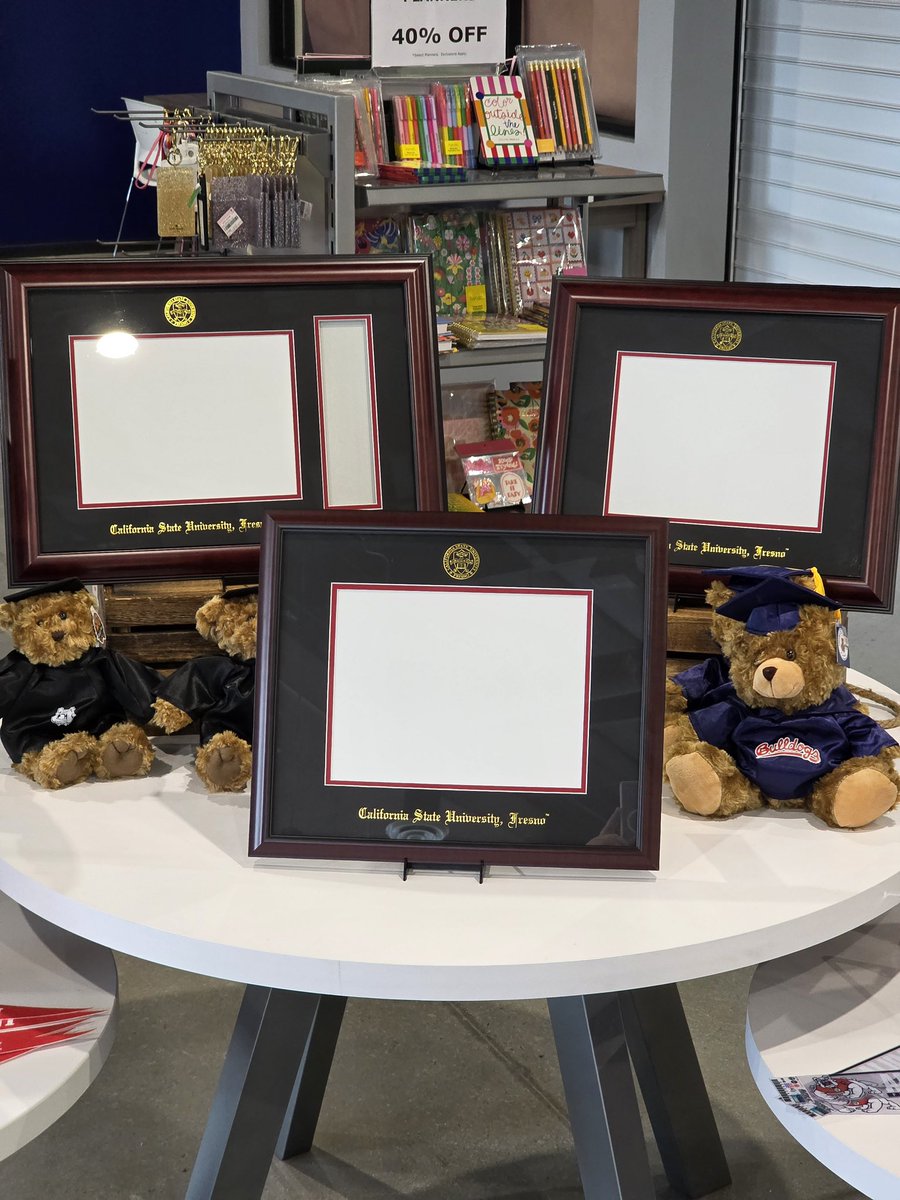 Plan ahead for graduation and grab your diploma frame today! All 3 frames are back in stock and available in-store.

#fresnostate #fresnostatealumni #fsclassof2025