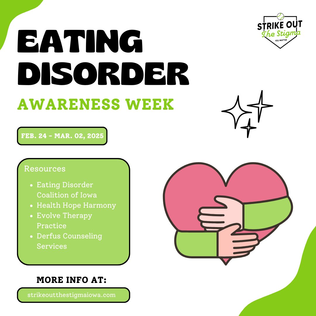 StrikeStigma's tweet image. Eating Disorder Awareness Week 2025 💚
Take time this week to educate yourself, discover local resources, and raise awareness. Whether you or a loved one is impacted by an eating disorder, you have the opportunity to create change by talking and learning about ED’s.