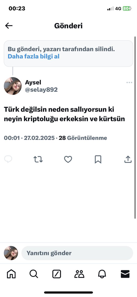 ays050505's tweet photo. @nadirfotograff Kürtsün Türk  değilsin dedim diye mal yazıp engellemiş :) cidden acınası böylece doğruluğu da ispatlanmıs oldu bu kadR delirdiğine göre :) https://t.co/RWVrykzSnq