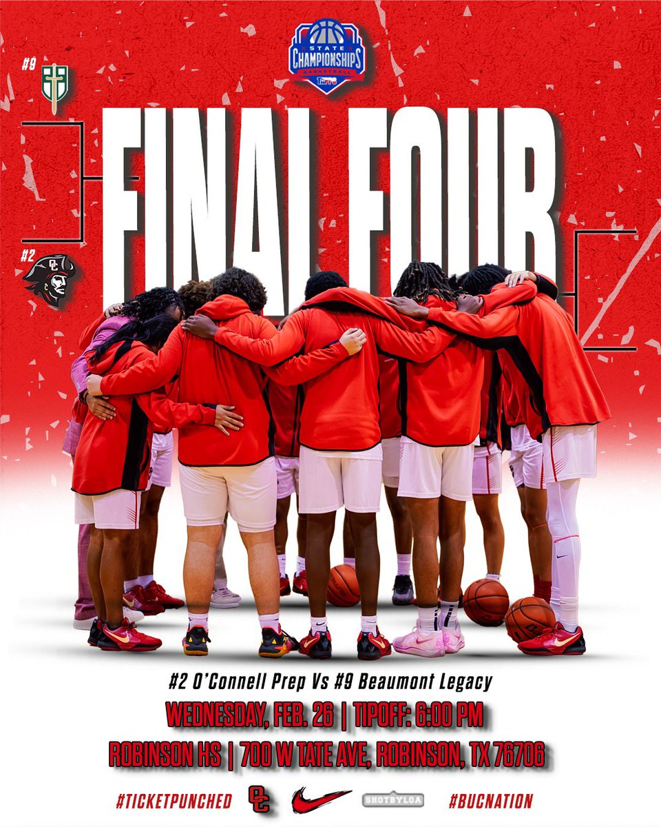 State Semi-Final game tonight at 6:00 PM!!  Go get the championship Bucs!!  🏴‍☠️🏀 #BucNation #OneFamily #FinalFour