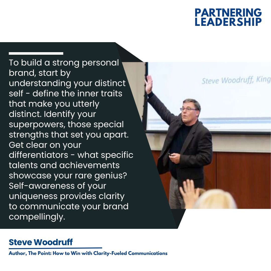 Building a strong personal brand starts with self-awareness. Identify what makes you unique, embrace your strengths, and communicate them clearly. Your brand is YOU—own it!

Listen to this episode:
partneringleadership.com/302-strategic-…