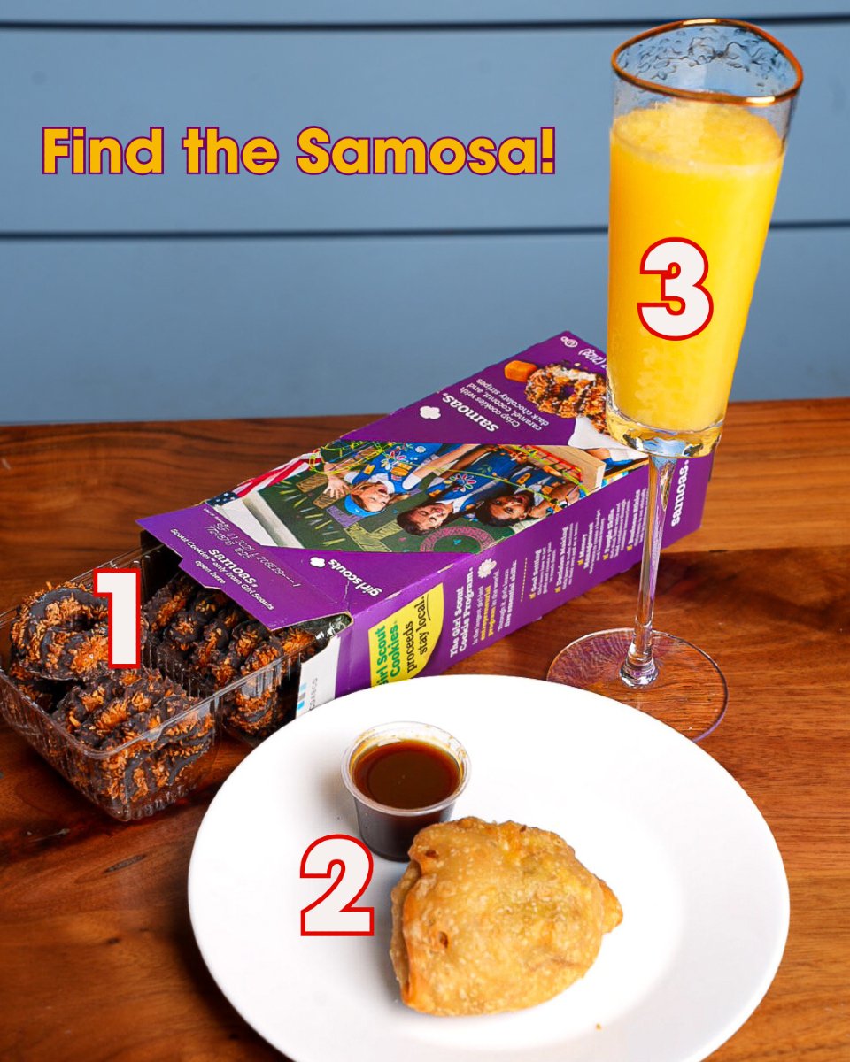 GIVEAWAY! 

Comment below the number that correlates to the Samosa in the photo and tag a friend! We will choose one person who has the correct answer to win a FREE Samoa 🤦‍♂️ ... err.. SamOSA!