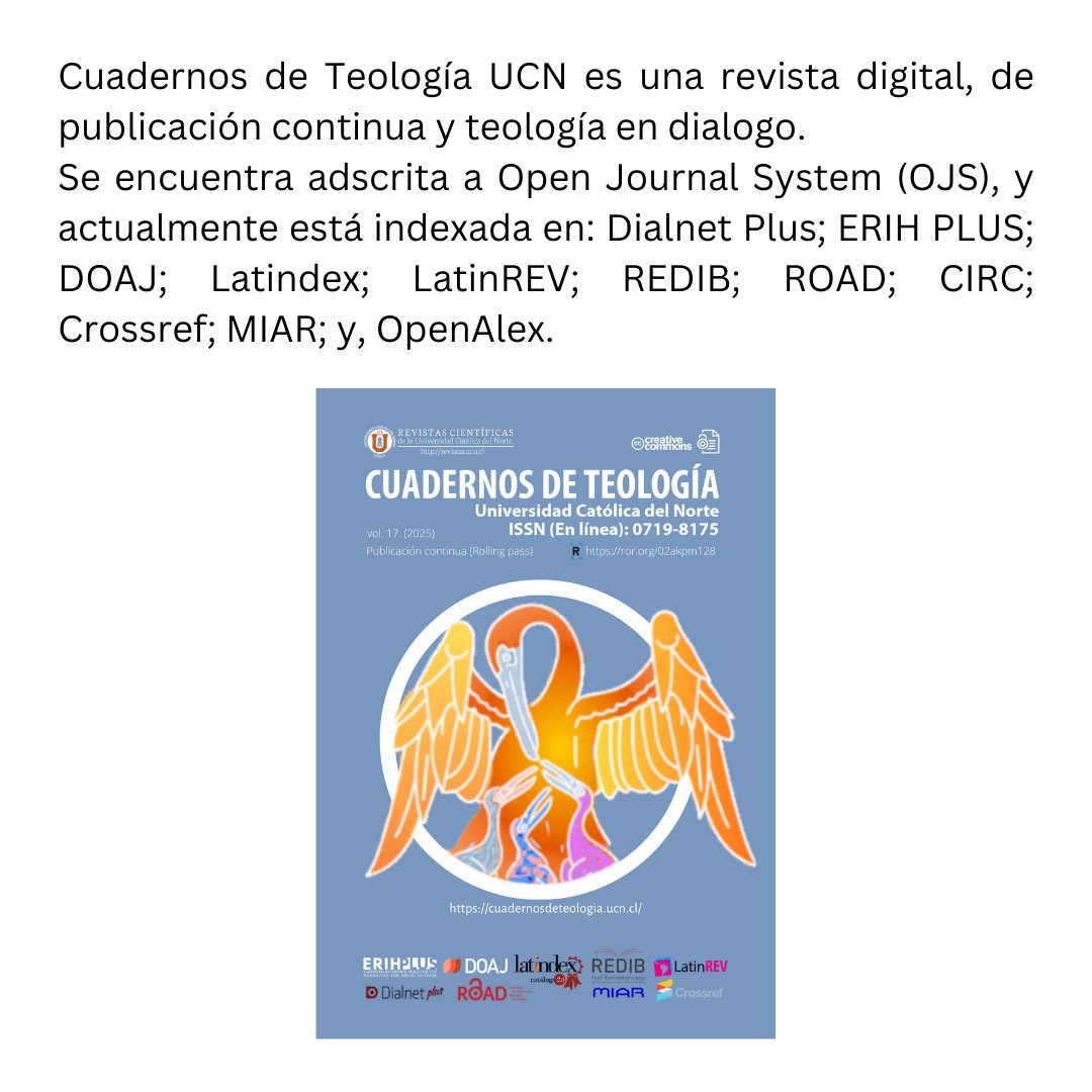 CuadTeolUCN's tweet image. ¿Sabes que es la indexación de revistas y cuál es su importancia?
Aprendamos juntos/as  para seguir impulsando la investigación y aumentando la visibilidad y el influjo de nuevos trabajos!
#UCN #cuadernosdeteologia #indexacion  #investigacioncientifica