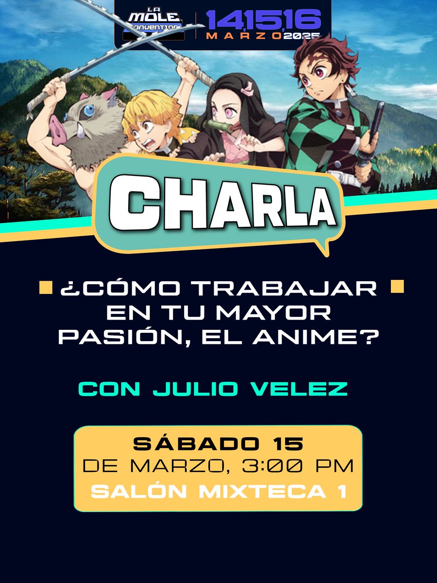 La Mole Convention (@lamolemx) on Twitter photo 🎎 En esta interesante charla, <a href="/JulioVelez/">Julio Vélez</a> (colaborador de Electronic Gaming Monthly, Cine PREMIERE, Crunchyroll News) nos explicará a través de su trayectoria cómo lograr el sueño de muchos otakus: ¡trabajar en la industria del anime!
#LaMole2025 #Pr1meroLaMole 🎎 En esta interesante charla, <a href="/JulioVelez/">Julio Vélez</a> (colaborador de Electronic Gaming Monthly, Cine PREMIERE, Crunchyroll News) nos explicará a través de su trayectoria cómo lograr el sueño de muchos otakus: ¡trabajar en la industria del anime!
#LaMole2025 #Pr1meroLaMole