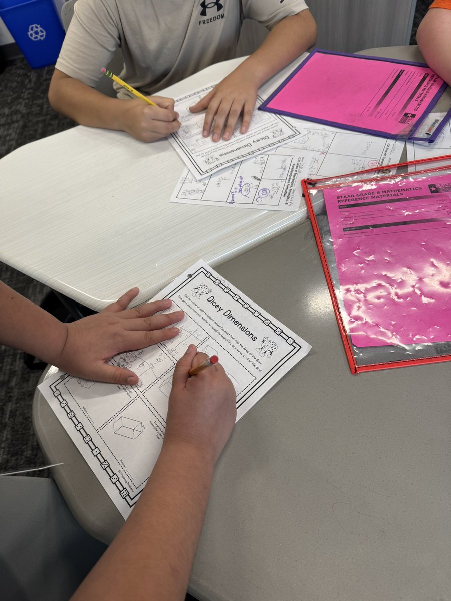 MathWithRansom's tweet image. Volume = B * h, so let’s make B * BIG! 📦✨ Students found the area of their base, then rolled dice to determine height—because math + a little luck = fun learning! 🎲📏 #MathMagic #BigBBigVolume #KMSCougarPRIDE