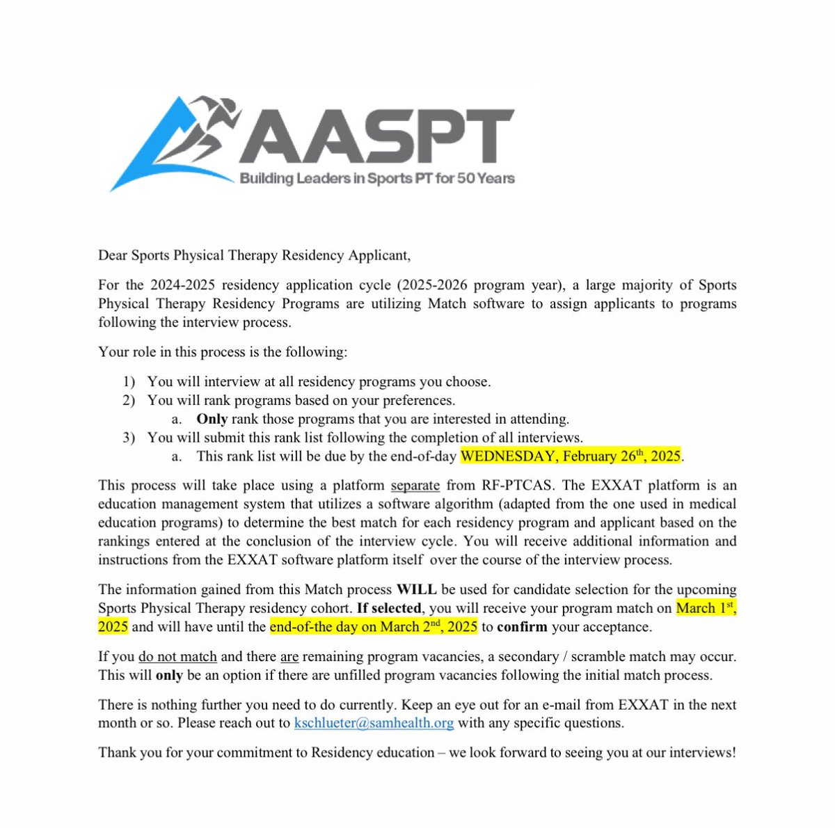 Reminder for Residency Applicants and Programs:

Your rankings are due by the end of the day TODAY!

Please see below for more information