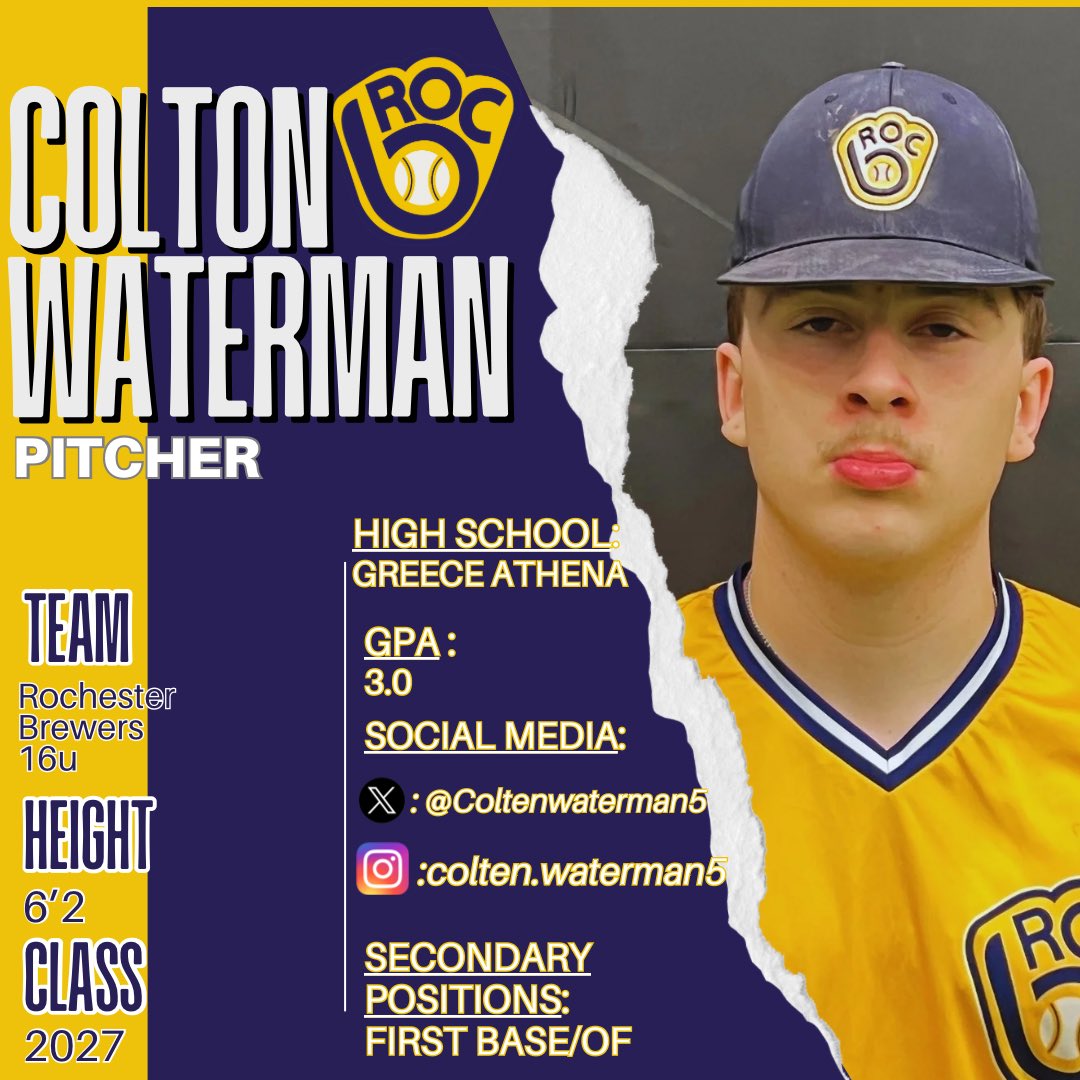 Colton from <a href="/AthenaTrojans/">GreeceAthena Trojans</a> is as versatile as they come as he can play any position you need him to play. Good arm and swings a powerful bat. Class of 2027. Cannot wait to see what Colton will do this summer. <a href="/Coltenwaterman5/">CDUB🤟🏽</a>