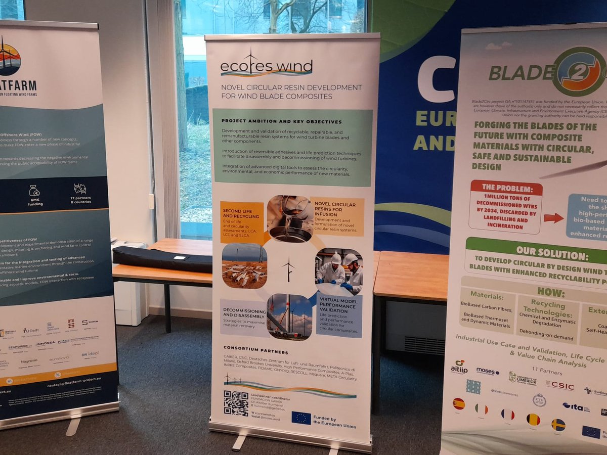 La semana pasada participamos en Wind Energy Projects Clustering Event organizado por #CINEA - European Climate, Infrastructure and Environment Executive Agency
▶️Presentamos el proyecto europeo <a href="/ECORESWIND/">ECORES WIND</a> 
cutt.ly/XrrR6E8d
#HorizonEU #energíaeólica #circularidad