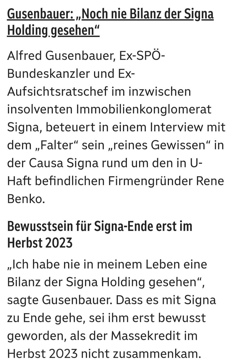 Wozu war Gusenbauer Aufsichtsratschef bei Signa?