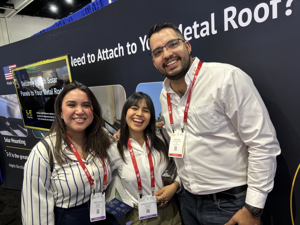 S5_Attachments's tweet photo. Having a great time at @ISNAESNA in #SanDiego!
Stop by Booth #2238 to meet the team and see our attachment solutions for solar PV systems!
#IESNA #IntersolarNA #Intersolar2025 #SolarPower #SolarEnergy #SolarRoof https://t.co/TbwJUyXNTb