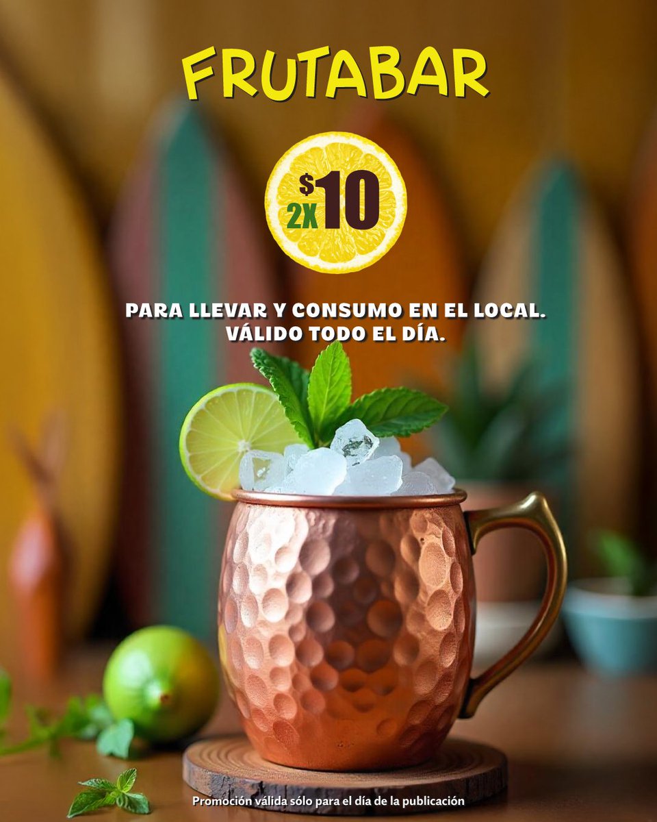 frutabar's tweet photo. 🍹 ¡2 cócteles x $10! 🍹

Doble el sabor, doble la diversión. 🎉 Ven a Frutabar y disfruta nuestra promo especial en el mejor ambiente playero. 🌊🔥📍 Solo en Frutabar ⏰HOY
¡No hay excusas, ven a brindar con nosotros! 🏄‍♂️ https://t.co/zpJBgVzWPb