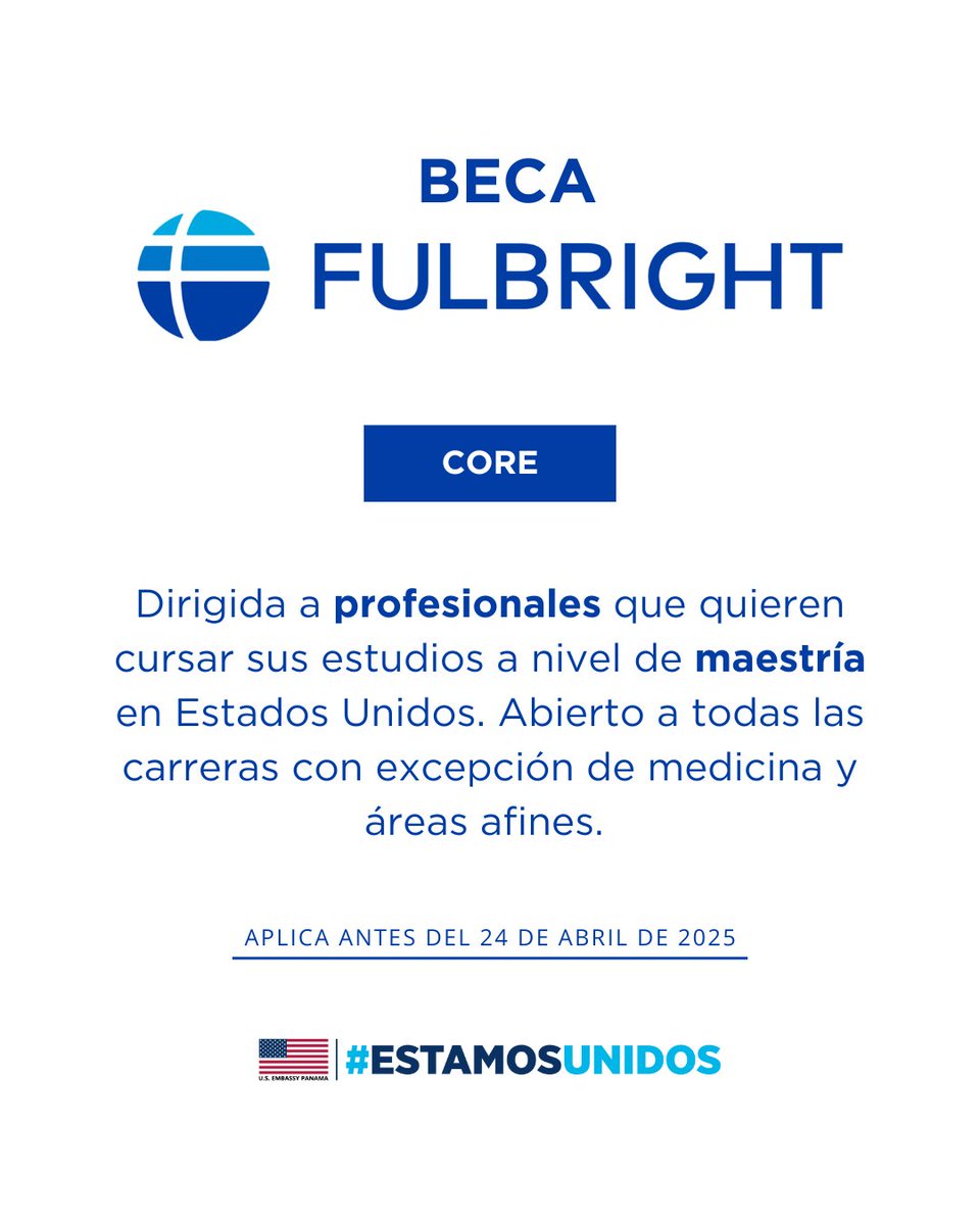 Telemetro Reporta (@treporta) on Twitter photo La Embajada de Estados Unidos en Panamá (<a href="/USEmbPAN/">U.S. Embassy Panama</a>) compartió una convocatoria dirigida a profesionales interesados en aplicar a becas de maestría, con todos los gastos pagos. pa.usembassy.gov/es/programs-fo… La Embajada de Estados Unidos en Panamá (<a href="/USEmbPAN/">U.S. Embassy Panama</a>) compartió una convocatoria dirigida a profesionales interesados en aplicar a becas de maestría, con todos los gastos pagos. pa.usembassy.gov/es/programs-fo…