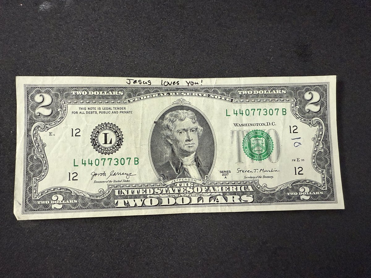 Sometimes, you come upon a $2 bill that comes with a message.