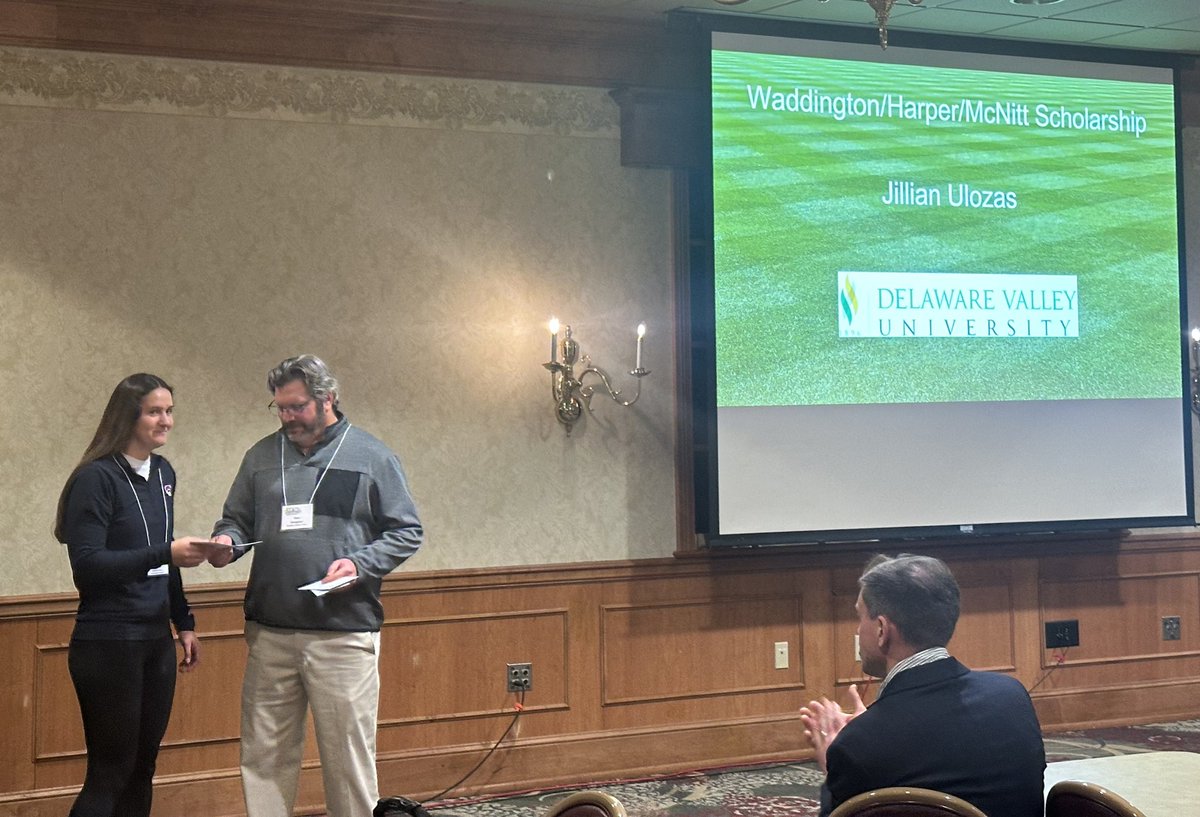 3 Aggie turf students received a <a href="/KAFMO1997/">KAFMO</a>  scholarship on Monday. Connor Esbenshade, Jillian Ulozas, and Ty Gossel.  They all have done internships in sports turf and are planning to have careers in it.  Plus they all play sports for <a href="/DVUAggies/">DelVal Athletics</a> <a href="/DelVal/">DelVal</a>