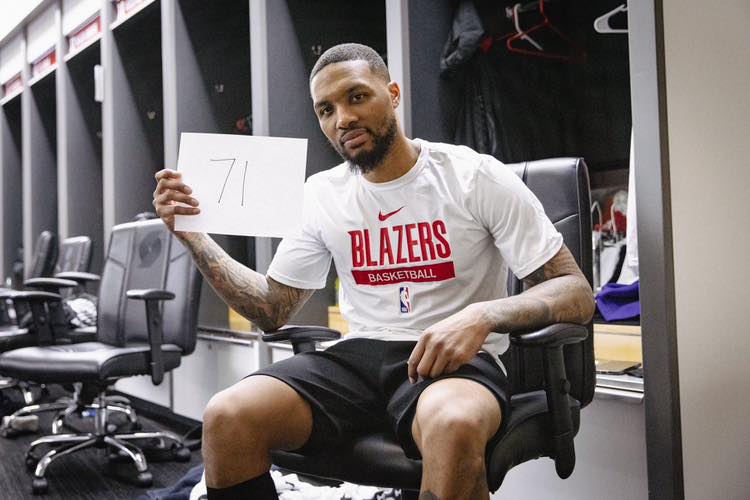 Ballislife's tweet photo. 2 YEARS AGO TODAY 
Dame became the 8th player in NBA history with a 70-point game and 4th player with 13 3PTS in a game.

(Luka &amp; Embiid have scored 70+ since) https://t.co/FK0fzVmkZp