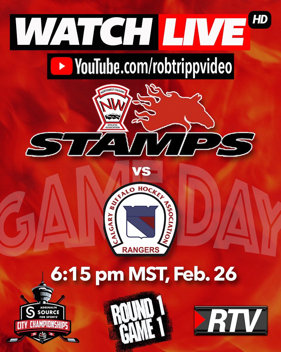 PLAYOFF GAME DAY! Catch the action LIVE on RTV
📺 youtube.com/live/ymbc0Ysp4…
#stamps #hockey #playoffs #AdrenalinCities #calgary