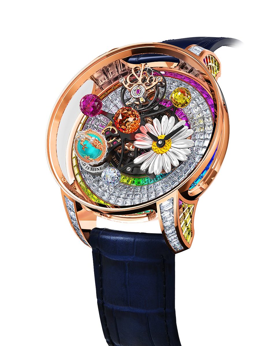 _newphase's tweet photo. JACOB &amp; CO collaboration with #GDRAGON customized based on the 'Astronomia Solar Baguette'.  The watch is elaborately set with white diamonds and multi-colored sapphires, and the main colors are green and purple. https://t.co/SodPuunt3h