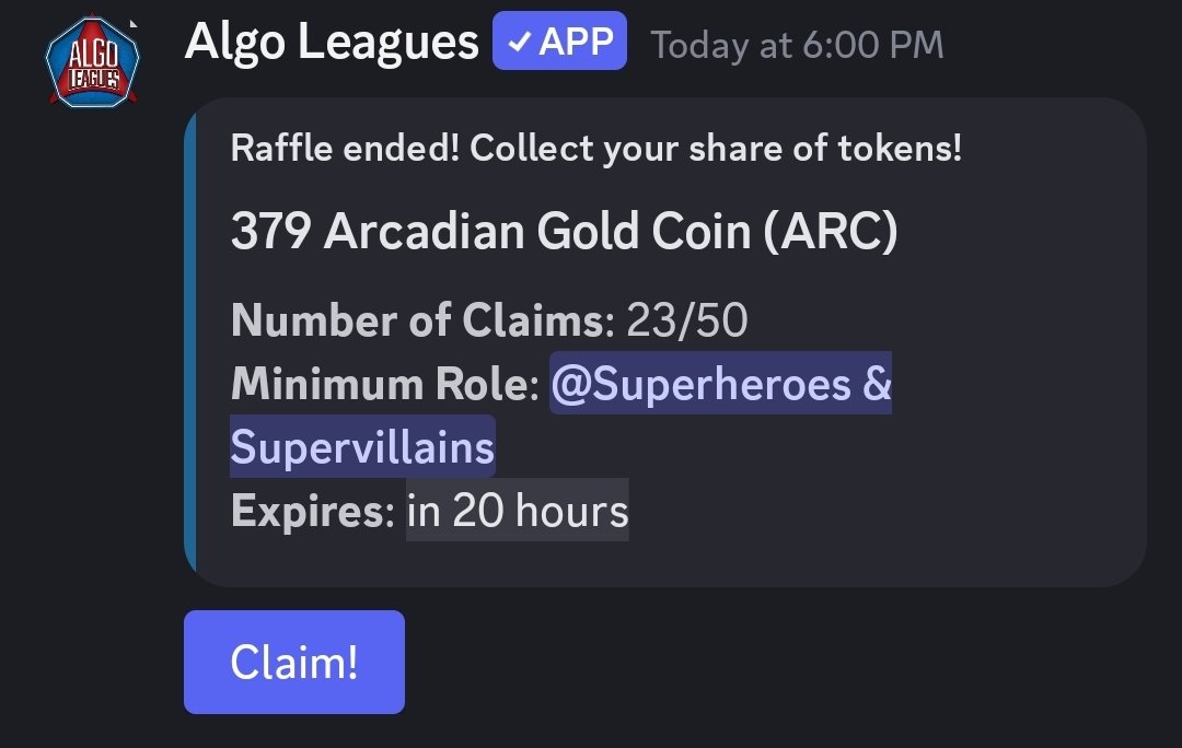 AlgoLeagues.Algo (@algoleagues) on Twitter photo We have the BEST Dev! 🔥 Shoutout to <a href="/EasyTiger_909/">EasyTiger (easytiger.algo)</a> for killing our new Raffles Feature!
The new <a href="/AlgoLeagues/">AlgoLeagues.Algo</a> Bot Raffles feature is live, bringing fresh utility for holders! 🎟️✨ 5% of all tokens collected are loot dropped to our NFT holders in Discord, meaning more rewards We have the BEST Dev! 🔥 Shoutout to <a href="/EasyTiger_909/">EasyTiger (easytiger.algo)</a> for killing our new Raffles Feature!
The new <a href="/AlgoLeagues/">AlgoLeagues.Algo</a> Bot Raffles feature is live, bringing fresh utility for holders! 🎟️✨ 5% of all tokens collected are loot dropped to our NFT holders in Discord, meaning more rewards