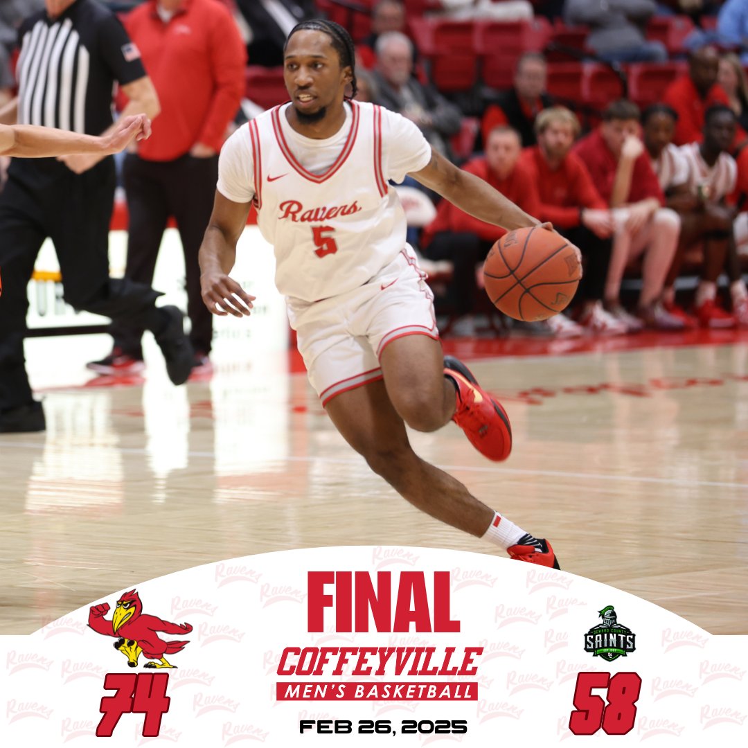 Red Raven Sports (@redravensports) on Twitter photo MBB
Final
#18 Red Ravens Take Care of Business with a 74-58 defeat of the Saints of Seward County!
Raven Game Leaders;
Griffith - 26 pts
Taylor - 16 pts
Ntambwe - 12 pts & 8 rebs
<a href="/cccredravens/">Coffeyville CC</a> <a href="/CoffeyvilleMBB/">Coffeyville Men’s Basketball</a> MBB
Final
#18 Red Ravens Take Care of Business with a 74-58 defeat of the Saints of Seward County!
Raven Game Leaders;
Griffith - 26 pts
Taylor - 16 pts
Ntambwe - 12 pts & 8 rebs
<a href="/cccredravens/">Coffeyville CC</a> <a href="/CoffeyvilleMBB/">Coffeyville Men’s Basketball</a>