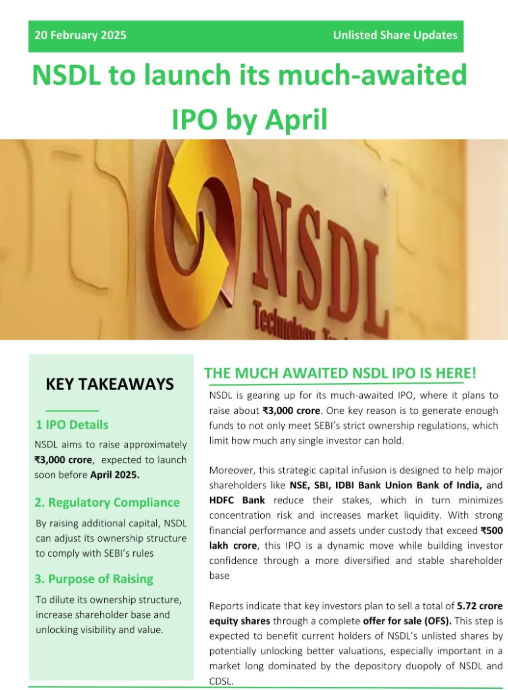 UnlistedXChange's tweet image. NSDL Soon Coming up with its much awaited #IPO. 

Shares of #NSDL available in #UnlistedMarkets, Call WhatsApp 079775 29030

For best deals in #preIPOshares #UnlistedShares 
Other Shares available #HDBFinancial #NSE #CareHealth #OYO #NSDL #NCDEX etc. #IPO #IPOs