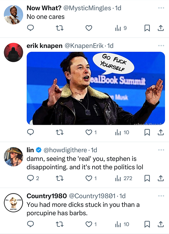 I also shouldn't bother engaging with trolls, but sometimes it feels necessary. Here are some of the unhinged responses to the birthday post: