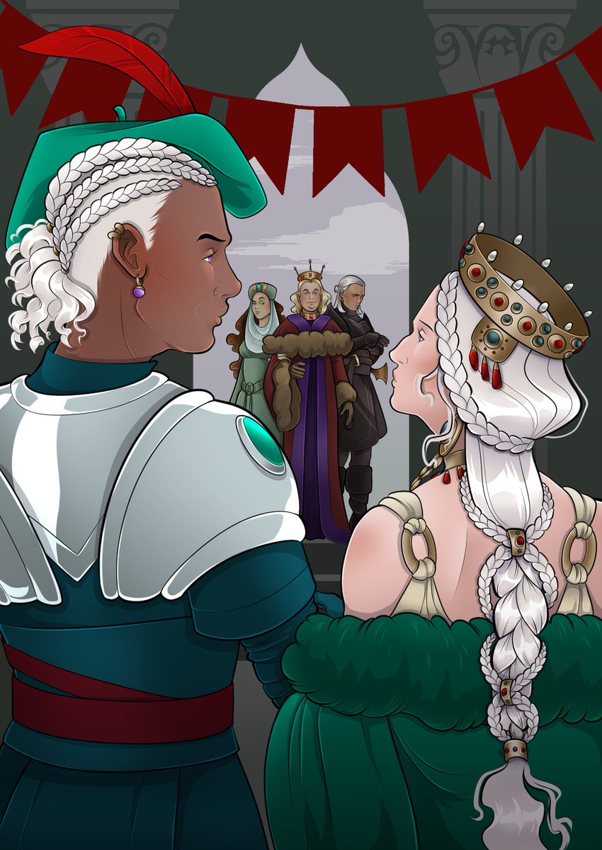 mrm215555's tweet image. "Laenor and Rhaenyra were married in 114 AC; the groom was twenty, the bride seventeen, and it was agreed by all that they made a handsome couple."