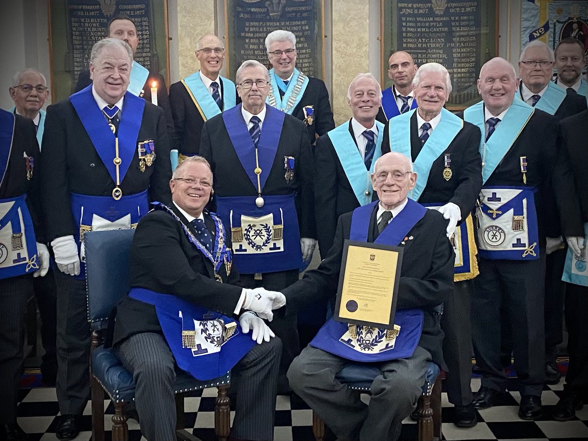 I had the Honour and Privilege to present W.Bro Mike Clyne his 50th Certificate and Lapel Pin @ Albert Edward Lodge 1714 in Camberley.