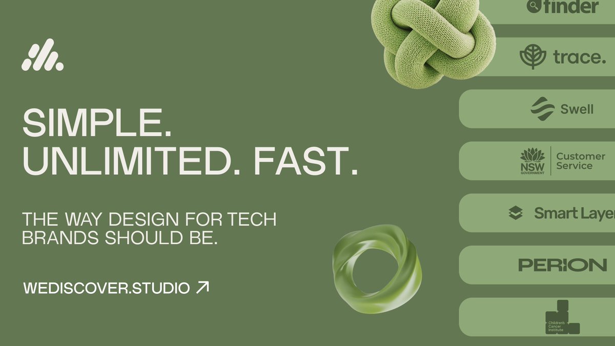 Simple. Unlimited. Fast.
The way design for tech brands should be.
Seamless creative solutions, on demand. Let’s build something great. 👉 wediscover.studio

#WeDiscover #DesignForTech #UnlimitedCreative #FastAndSeamless