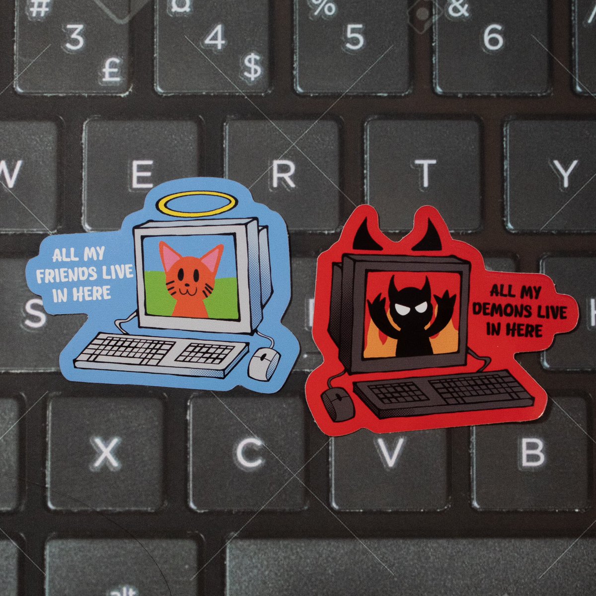 CrymeKatStudios's tweet photo. Our Online Friends😇 and Online Demon😈 stickers are now here! Get them separately or together to give them to your online friends or online enemies!!
You can get them today at our shop, click on the link in our bio!
#onlinefriends #internetfriends #stickers #stickerset https://t.co/oNP57GJcBZ
