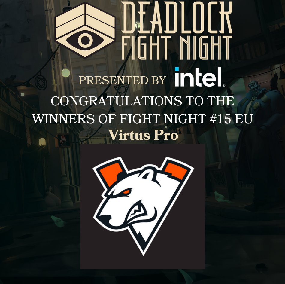 Deadlock Fight Night (@deadlockdfn) on Twitter photo New map, new patch, same champ. Congratulations to <a href="/virtuspro/">Virtus.pro</a> defending their Deadlock Fight Night title! New map, new patch, same champ. Congratulations to <a href="/virtuspro/">Virtus.pro</a> defending their Deadlock Fight Night title!
