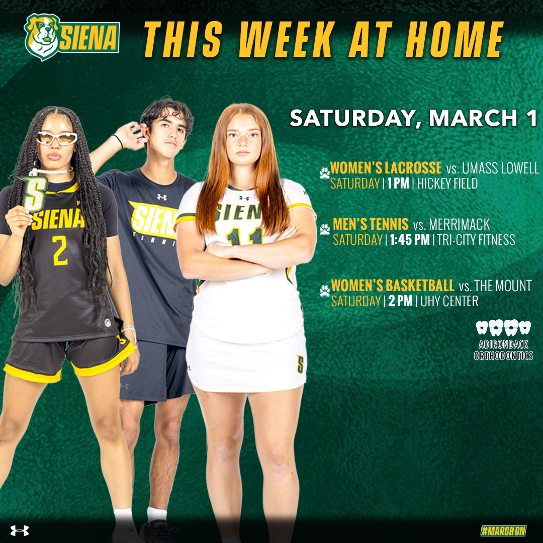Siena Saints (@sienasaints) on Twitter photo #BraceYourselves for This Week at Home, presented by <a href="/ADKOrthodontics/">Adirondack Orthodontics</a>
๐ฅ๐พ๐ March is set to come in like a lion ๐ฆ with a trio of home games to kick off the month Saturday
Come out and support your #SienaSaints this week!
#MarchOn #BraceYourselves for This Week at Home, presented by <a href="/ADKOrthodontics/">Adirondack Orthodontics</a>
๐ฅ๐พ๐ March is set to come in like a lion ๐ฆ with a trio of home games to kick off the month Saturday
Come out and support your #SienaSaints this week!
#MarchOn