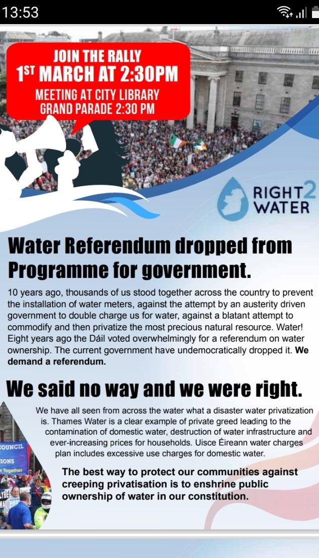 Please share, this Saturday ✊💧#right2water #corkcity #Mayfield #togher #irishwater #ballincollig #costofliving