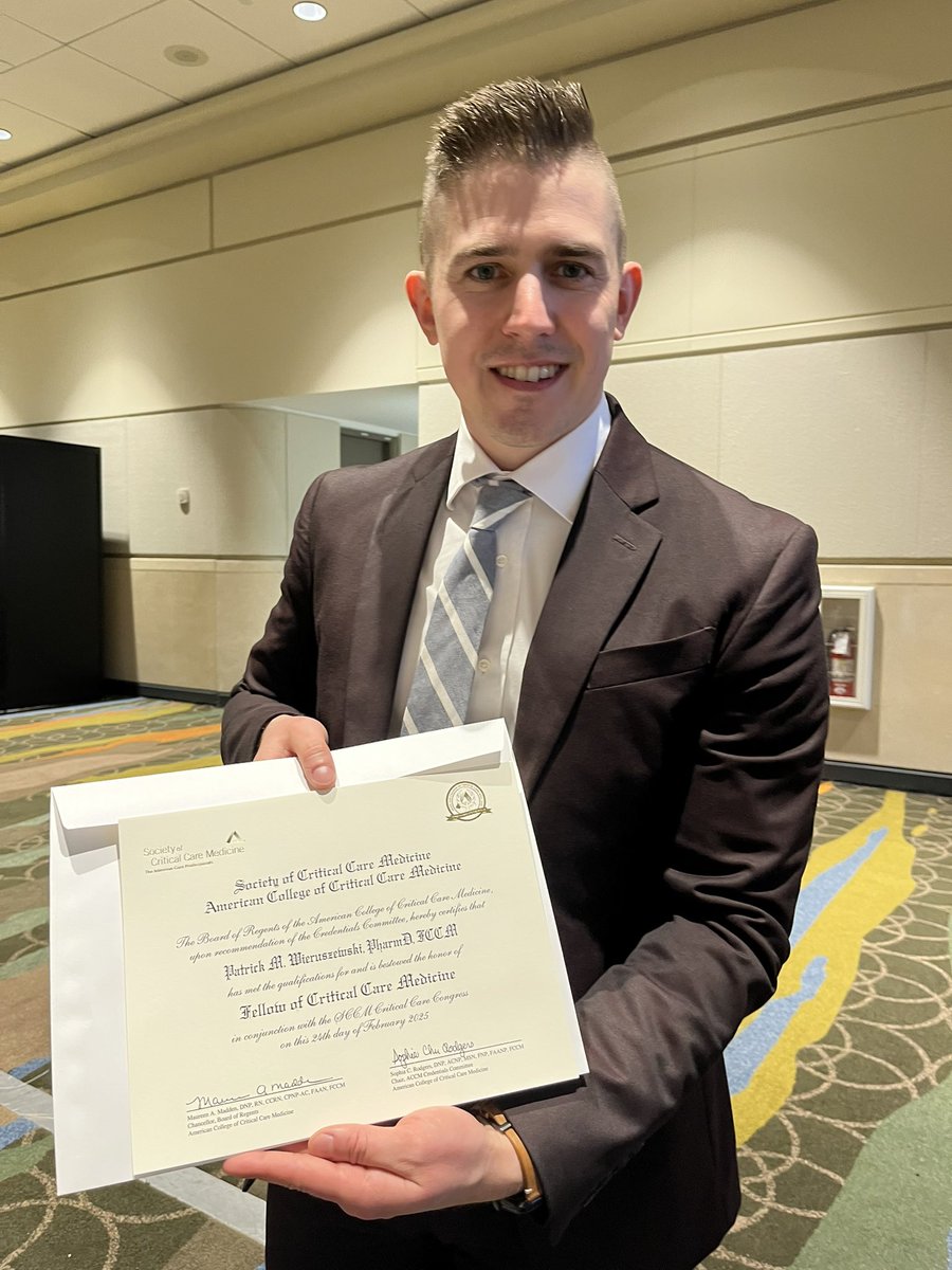 Patrick Wieruszewski (@pwierusz) on Twitter photo Honored to be inducted as Fellow in the American College of Critical Care Medicine! <a href="/SCCM/">SCCM</a> Forever grateful to my caring and loving wife <a href="/EDWieru/">Erin Wieruszewski</a>, family, friends, mentors, and colleagues for supporting me to make it possible!
<a href="/MayoAnesthesia/">Mayo Clinic Department of Anesthesiology</a> <a href="/SCCM_CPP/">SCCM Clinical Pharmacy and Pharmacology Section</a> Honored to be inducted as Fellow in the American College of Critical Care Medicine! <a href="/SCCM/">SCCM</a> Forever grateful to my caring and loving wife <a href="/EDWieru/">Erin Wieruszewski</a>, family, friends, mentors, and colleagues for supporting me to make it possible!
<a href="/MayoAnesthesia/">Mayo Clinic Department of Anesthesiology</a> <a href="/SCCM_CPP/">SCCM Clinical Pharmacy and Pharmacology Section</a>
