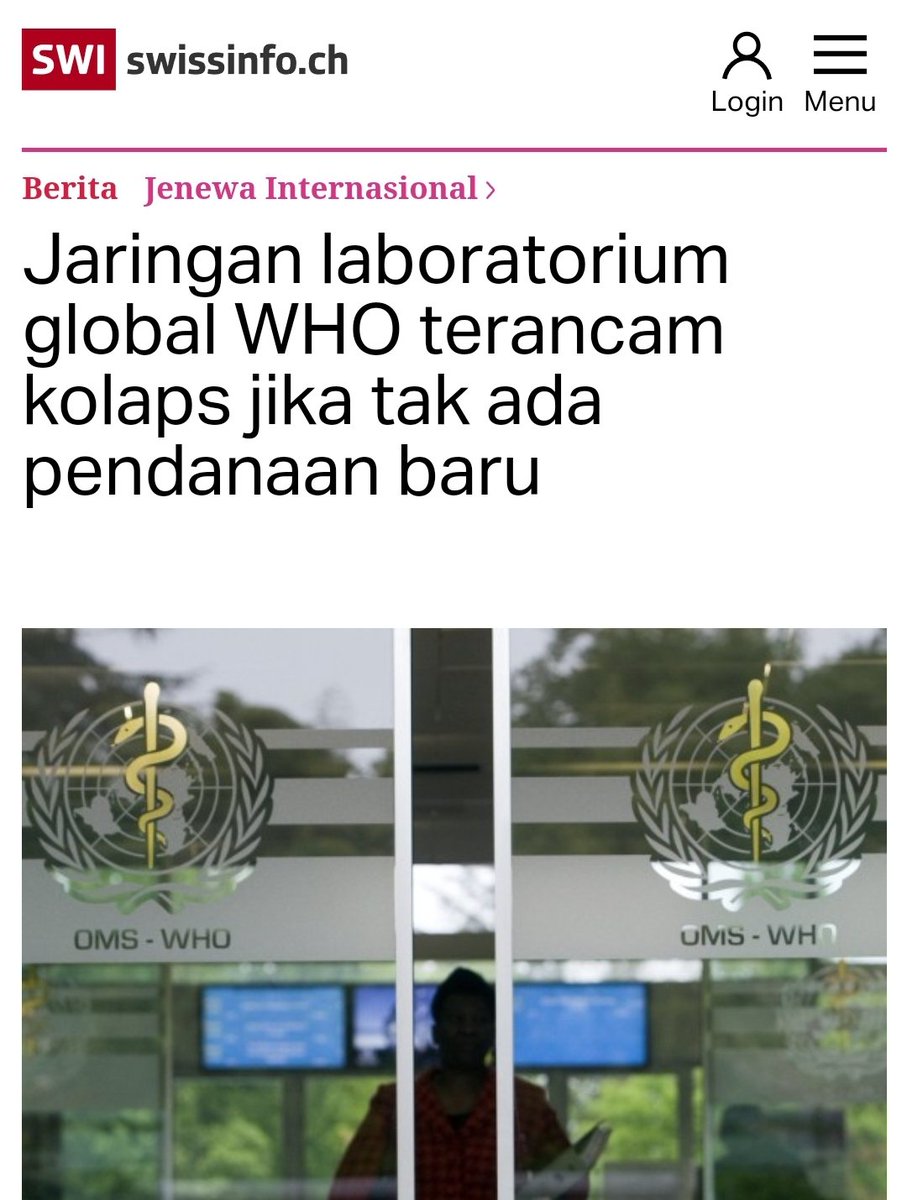 Kabar baik bagi umat manusia!
Setelah Trump stop pendanaan WHO, jaringan laboratorium mereka akan runtuh.
Dunia menjadi lebih aman!