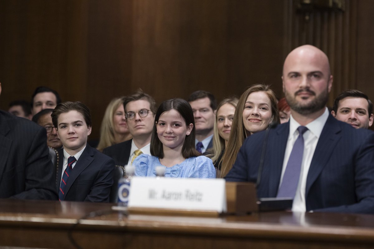 Aaron Reitz (@aaron_reitz) on Twitter photo Today the Senate Judiciary Cmte considered my nomination to serve as head of the DOJ’s Office of Legal Policy. I’m honored to be considered to help advance Pres Trump’s Law & Order agenda under <a href="/AGPamBondi/">Attorney General Pamela Bondi</a>’s leadership. And I could not be more proud to have my family behind me. Today the Senate Judiciary Cmte considered my nomination to serve as head of the DOJ’s Office of Legal Policy. I’m honored to be considered to help advance Pres Trump’s Law & Order agenda under <a href="/AGPamBondi/">Attorney General Pamela Bondi</a>’s leadership. And I could not be more proud to have my family behind me.