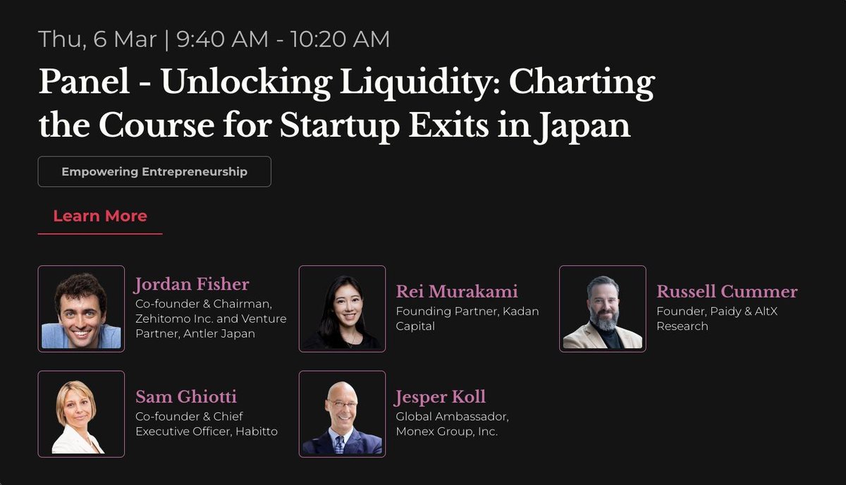 来週のフィンテック・フェスティバルが楽しみ！🤩 木曜の午前9:40から、素晴らしい4人の方々と一緒に登壇します。ぜひチェックしてください！