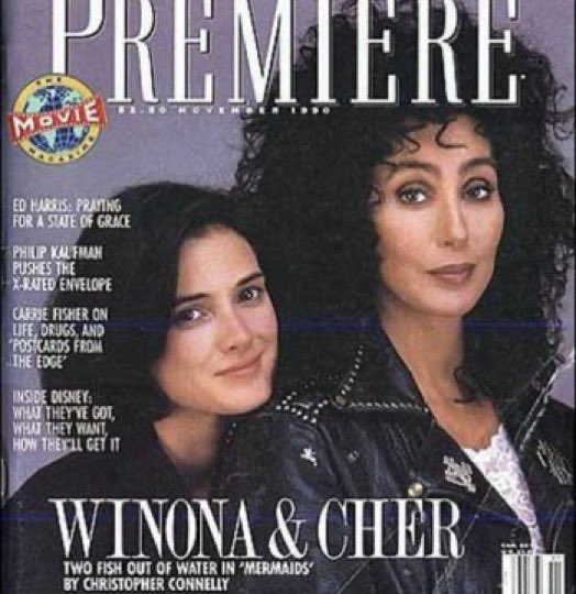 cher posing with winona ryder for premiere magazine (1990)