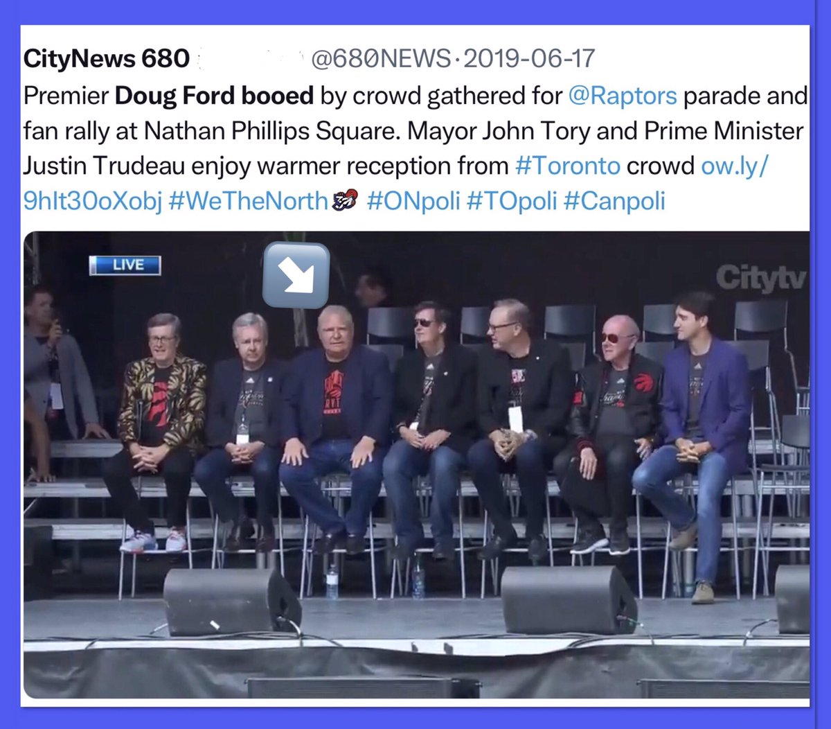 portagebaygirl1's tweet photo. Remember when we booed Doug Ford at the Raptors Championship Celebration in 2019? He was pretty embarrassed on that stage. Thatβs how Doug started his term as Premier. Letβs help him end it the same way. #VoteFordOut https://t.co/GV5uEkLnXu