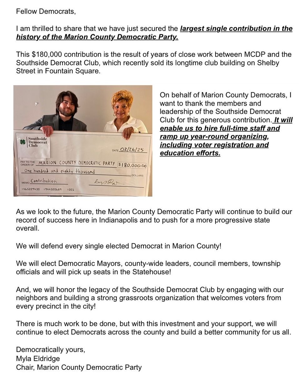 Breaking News: INDY DEMS SECURE $180K FOR YEAR-ROUND ORGANIZING