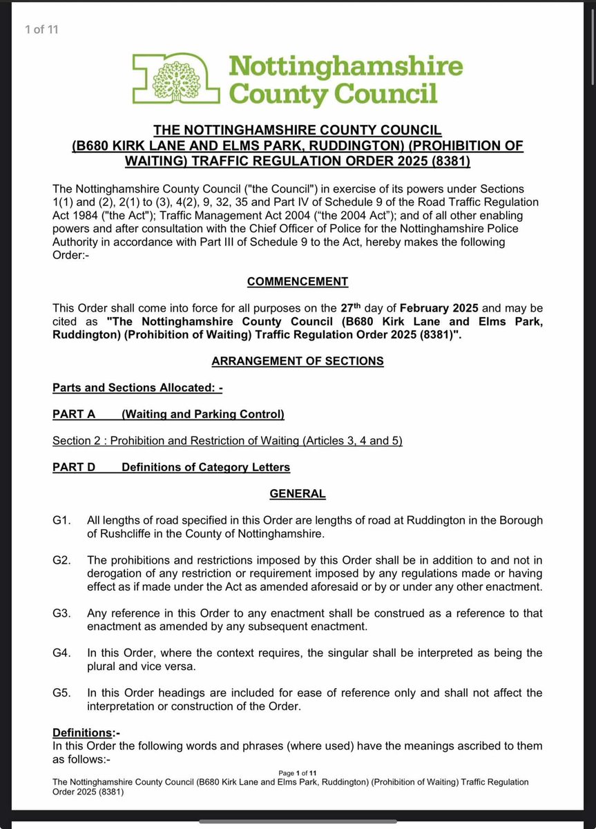 ❗️DRIVERS BEWARE❗️

TODAY new #Ruddington parking restrictions come into force along Kirk Lane at its junction with Elms Park. ✋🏼

This will be especially relevant for visitors to this Saturday’s village market. 🎪

#PleaseParkConsiderately @RuddMarket

[Thanks to <a href="/SingleCruiser/">Craig ⚓</a>]