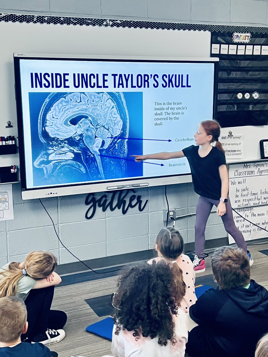 CSyreini's tweet image. When you have a unique connection to class content, you make a presentation and share your story with peers. This was a hard one to tell, but this S felt the ❤️ of her classmates afterwards. Kids teaching kids is so powerful! I may have a class of future neurosurgeons. #wcsflight