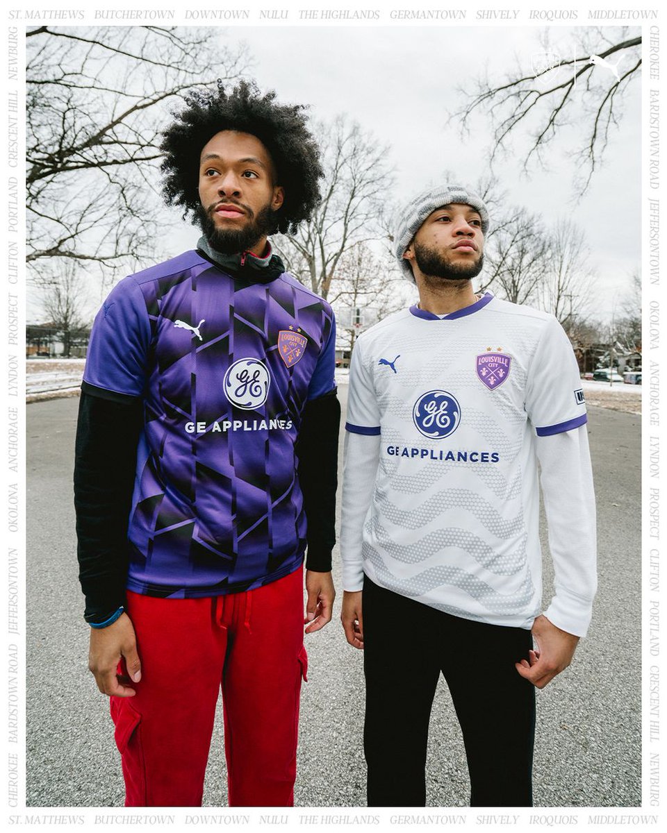 footballshirt's tweet photo. Louisville City FC (#loucityfc) have unveiled their new 2025 Home and Away kits, marking the club’s first collaboration with Puma (#pumafootball).
Read more: https://t.co/n16QDPD5sV
The Home kit, known as the "City Kit," stays true to the club’s signature purple, with a striking black geometric pattern integrated into the design. The pattern features sharp, angular lines and intersecting shapes, symbolising the connections between Louisville’s neighbourhoods. The black accents align vertically, drawing inspiration from Louisville’s numbered streets, which run perpendicular to the Ohio River, a distinctive feature among American river cities.
The Away "River Kit" is predominantly white, featuring grey wave patterns symbolising the Ohio River, which has played a vital role in shaping Louisville’s history since its founding in 1778.
Both kits include the Louisville City badge, highlighted by reflective, iridescent lettering and trim. This detail appears to change colour depending on the light, representing Louisville’s diverse community, which comes together in support of the club on matchdays.