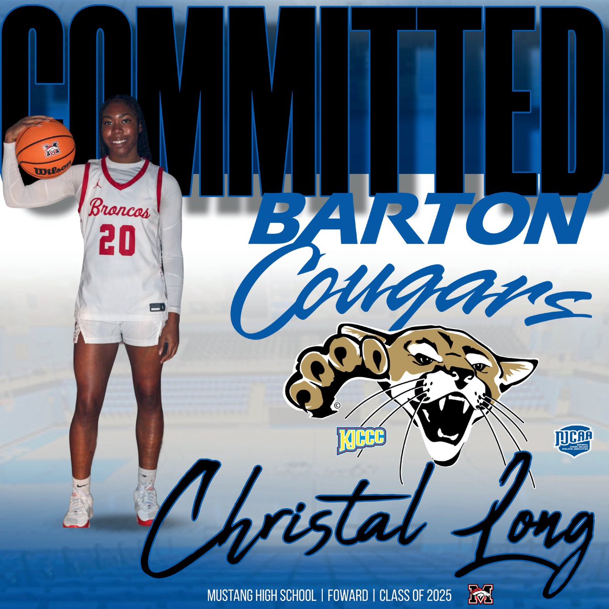 MustangWBB's tweet photo. Congratulations to senior Christal Long ( @Christallong_14 ) on committing to play at Barton County Community College! Christal we are proud of you &amp; how far you’ve come to reach your dream! #GID 

@MHSBroncoSports @MHS_Broncos @MHSBroncosVoice https://t.co/ZikDY7BWhC