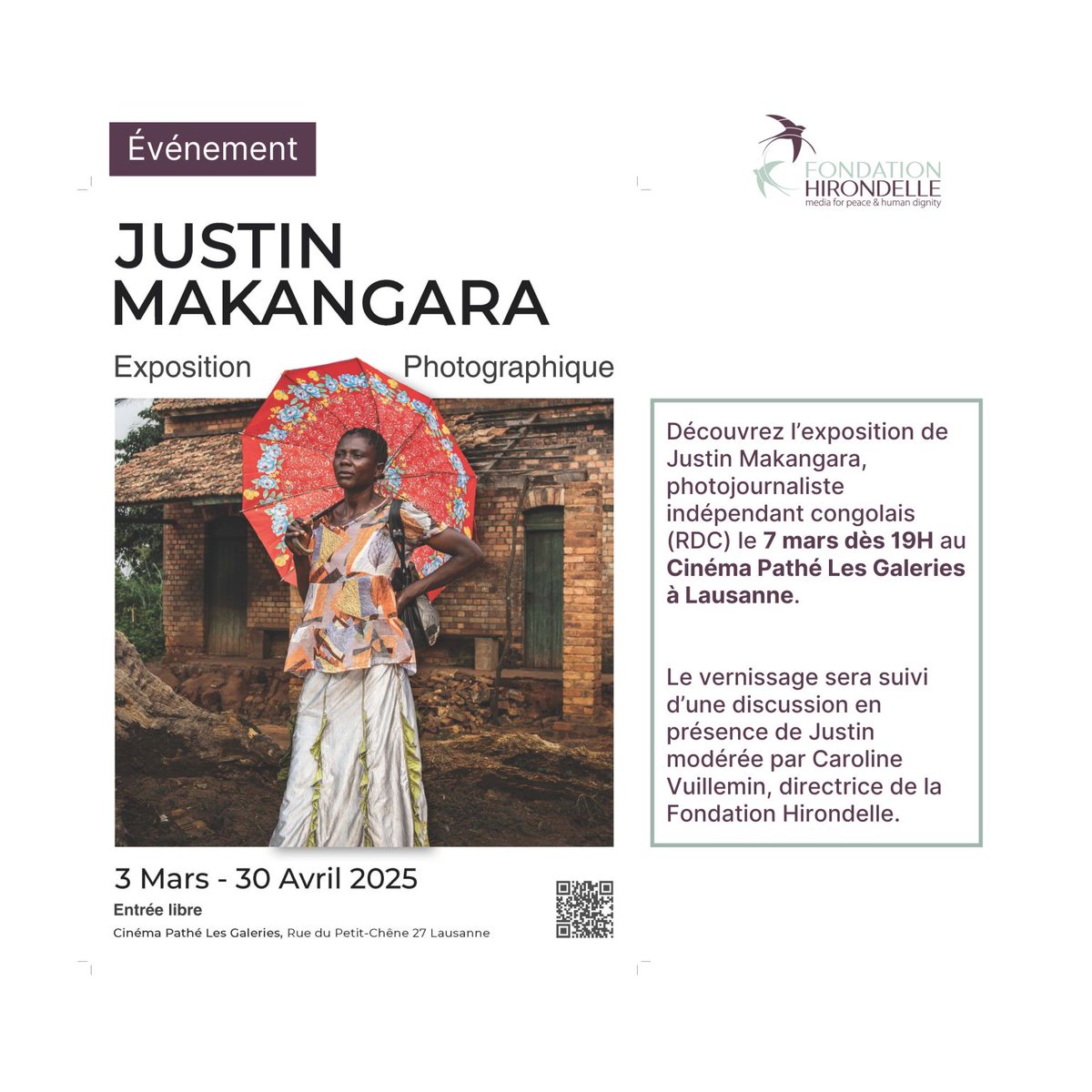 📢 Mon exposition Photo, le 7 mars dès 19H au Cinéma Pathé Les Galeries à Lausanne."Au Passage de dire" évoque les premiers instants où la parole, la mémoire,et la résilience des habitant·es du Kasaï,après avoir traversés des périodes de silence forcé,Entrée libre,venez nombreux!