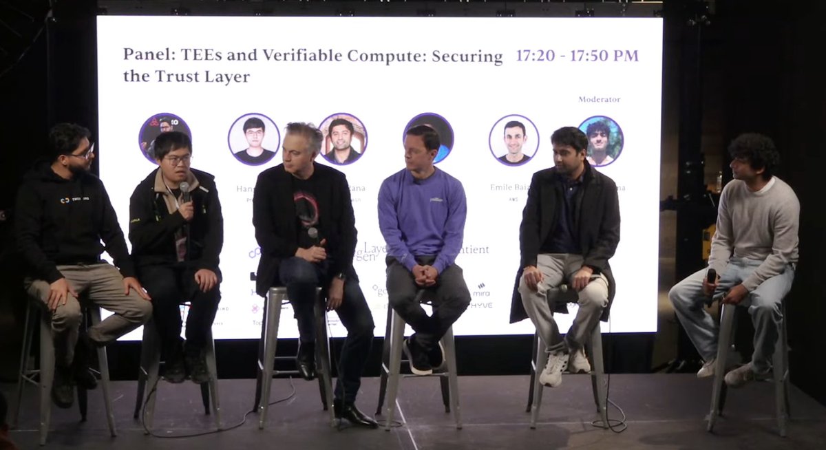 Open AGI Summit (@openagisummit) on Twitter photo Security and transparency in AI are under the microscope as <a href="/0xjorgeth/">0xjorgeth</a> from <a href="/NethermindEth/">Nethermind</a>, Hang Yin from <a href="/PhalaNetwork/">Phala Network</a>, <a href="/0xranvir/">Ranvir Rana</a> from <a href="/witnesschain/">Witness Chain</a>, <a href="/miguel_de_vega/">Miguel de Vega</a> from <a href="/nillionnetwork/">Nillion</a>, and <a href="/emilebaizel/">Emile Baizel</a> from @aws discuss TEEs and Verifiable Compute: Securing the Trust Layer Security and transparency in AI are under the microscope as <a href="/0xjorgeth/">0xjorgeth</a> from <a href="/NethermindEth/">Nethermind</a>, Hang Yin from <a href="/PhalaNetwork/">Phala Network</a>, <a href="/0xranvir/">Ranvir Rana</a> from <a href="/witnesschain/">Witness Chain</a>, <a href="/miguel_de_vega/">Miguel de Vega</a> from <a href="/nillionnetwork/">Nillion</a>, and <a href="/emilebaizel/">Emile Baizel</a> from @aws discuss TEEs and Verifiable Compute: Securing the Trust Layer